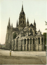 Bayeux. La cathédrale. PZ vintage photochromie photochromie, vintage photochro