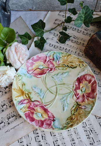 Ancienne assiette barbotine - ancienne,