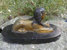 Statue Sphinx Bronze Empire retour d'Egypte  marbre noir Napoléon 15,5cmX7,5cm
