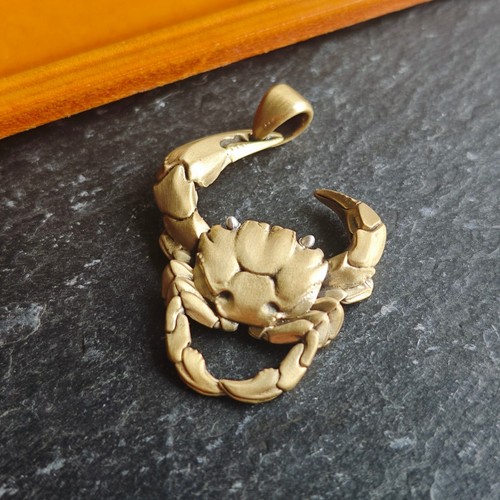 Brass crab pendant - brass, necklace