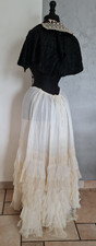 RARE ANCIEN JUPON ROBE DENTELLE tulle 19EME BRODE INITIAL