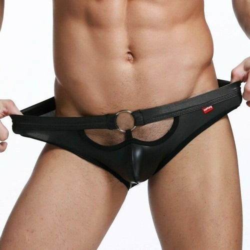 Hommes faux cuir slip - cuir,
