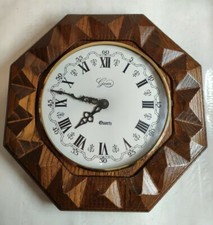 Ancienne Pendule Murale Gem Contour En Bois Déco Vintage Collection XX Ème...