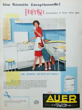 PUBLICITÉ 1959 AUER CUISINIÈRE PAPRIKA 3 FEUX GAZ DESSINÉE PAR RAYMOND LOEWY
