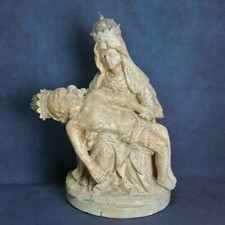 Antique Pieta Statue Chalkware Large