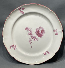 Niderviller AssietteFaïence 18ème Dahlia Camaïeu Rose