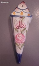 Ancien Vase Cornet Bouquetière Quimper signé