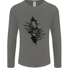 A Crâne From A Déchiré Chemise Gothique Goth Biker Hommes T-Shirt