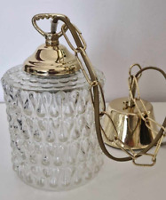 Suspension en verre a facette vintage est métal dorée