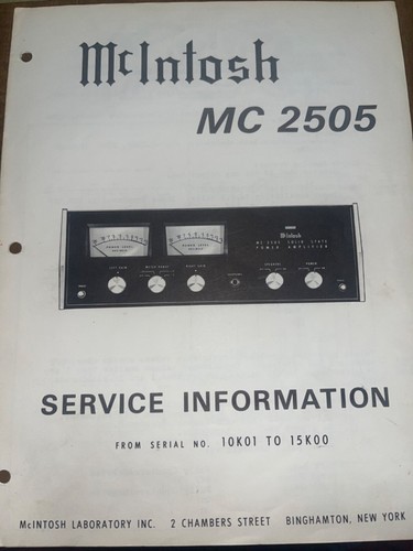 Mcintosh 2505 service - mcintosh,