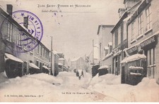SAINT PIERRE ET MIQUELON la rue de Nielly en hiver  (cachet marine française