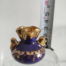 mini vase  PORCELAINE LIMOGES FRANCE   bleu de four  cobalt- or