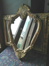 ANCIEN MIROIR VINTAGE RÉSINE PLASTIQUE DORÉ 