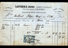 NIMES (30) FUTAILLE / FOIN LUZERNE AVOINE SON "LAPIERRE Jeune" Facture en 1873