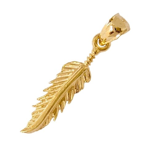 Pendentif plume or - en, jaune