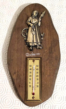 thermomètre mural ancien en bois laiton vintage