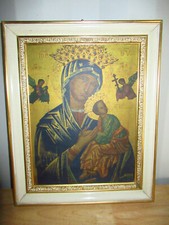 ANCIEN TABLEAU REPRÉSENTANT LA MADONE DE TENDRESSE ICÔNE RUSSE ENCADRÉE