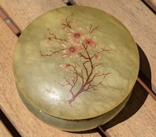 Boite à bijoux en albâtre vert d'eau Vintage