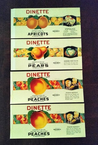Vintage dinette can labels - 4-,