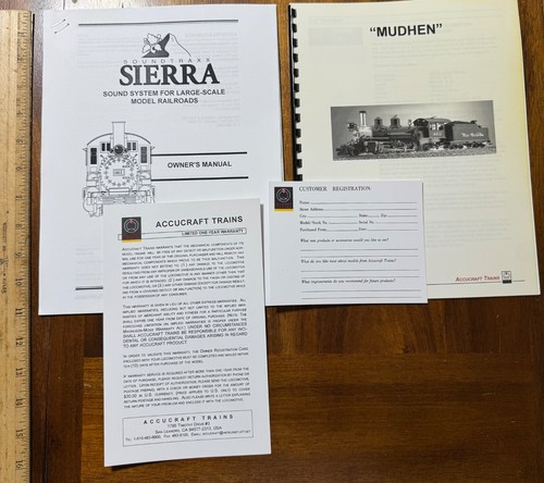 Accucraft owner manual - owner's,