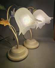 PAIRE DE LAMPES DE CHEVET MASSIVE COL DE CYGNE EN FORME DE TULIPE / VINTAGE 