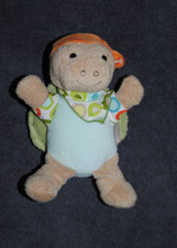 Peluche STERNTALER Doudou Tortue Beige Bleu Vert Schmusetuch Hochet Grelot 20 Cm