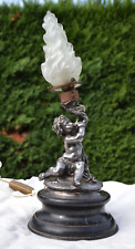 Lampe Torchère Ange Putti angelot ancienne socle bois Cupidon style moreau