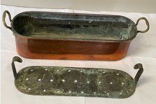 Ancienne poissonnière en cuivre - avec écumoire - Copper Fish Poacher