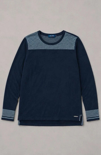 Pull fin bleu laine femme