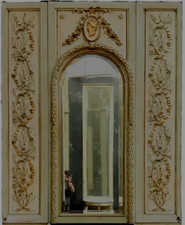 Miroir de cheminée en bois et stuc patiné et doré XIX siècle