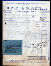 TOURS (37) VOITURES pour ENFANT / LANDAUS "DUPORT & SUBERVILLE" Facture en 1948