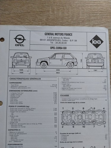 Opel corsa gsi 100cv - 1.6, fiche