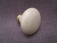 Poignée de porte ronde en porcelaine blanche et laiton