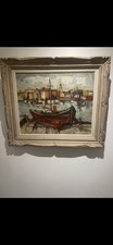 Tableau D’un Port  D’Etienne Ritter (1934-1994) Peintre Alsacien