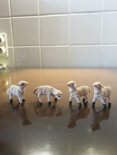 Ancien Santon Creche Noel Devineau Lot 4 Mouton Agneau Taille 2 Plastique 