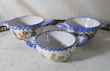 SUITE DE 3 ÉCUELLES / BOL A OREILLES AU COQ CHANTANT EN FAIENCE DE CHAROLLES 