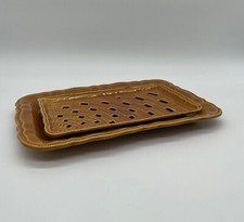 PLAT A ASPERGES EN CERAMIQUE DE LONGCHAMP EGOUTTOIR VINTAGE