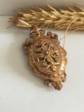 ANCIEN PENDENTIF NAP III OUVRANT PORTE PHOTO EN PLAQUE OR