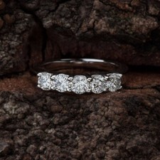 Bague femme cinq pierres 0,50 ct taille ronde diamant cultivé en laboratoire ...