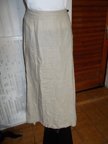 Jupe longue 100 lin - jupe, beige
