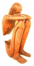 Bois Figurine Statue Bali Art Méditer Prier Relax Sculpture Méditation Artisanat