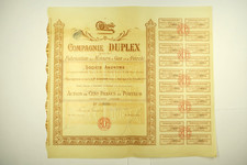 COMPAGNIE DUPLEX MOTEURS A GAZ & A PETROLE 100 FRANCS FERRIERE LA GRANDE 1899