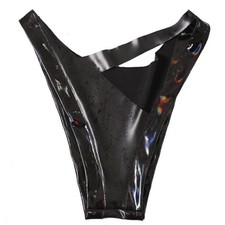 Hommes Faux Cuir Slip Creusé Noir Sexy Culotte Fête Discothèque