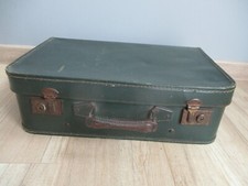 VALISE EN CARTON VERT FONCE VINTAGE POIGNEE EN FER """"