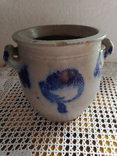 BETSCHDORF GRES AU SEL - BLEU COBALT - VIEUX POT A SAINDOUX AUTHENTIQUE