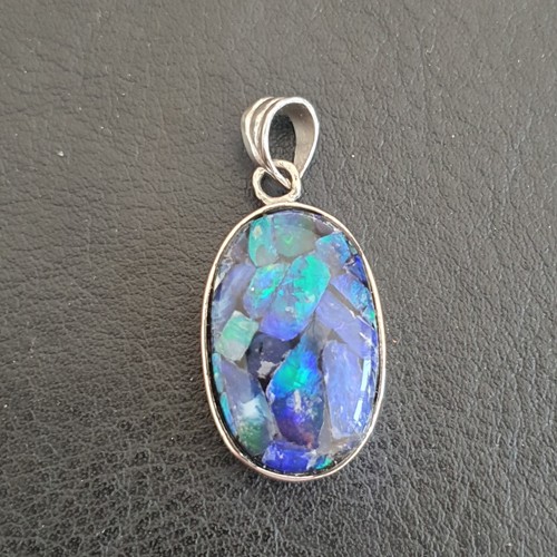Pendentif opale mosaïque - mosaïque, et