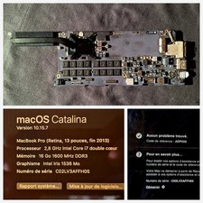 Carte Mère MacBook Pro 13" A1502 i7 2.8Ghz 16Go 820-3476-A (2013 2014) Apple