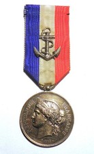 Médaille honneur marine et colonies attribuée 1887 Empire Napoléon argent XIXème