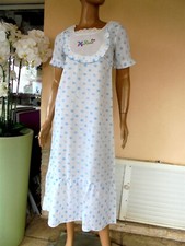 ROBE/ CHEMISE DE NUIT LONGUE BRODEE DENTELLE VINTAGE BLEU CIEL & BLANC   T 36/38