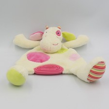 Doudou plat vache blanche rose verte pois BABYSUN - 28207